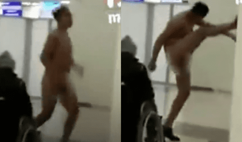 Hombre baila desnudo en aeropuerto de Rusia y así reacciona la policía [VIDEO]