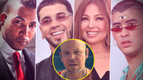 Residente Don Omar, Anuel AA, Bad Bunny y Thalía conmovidos por la canción René
