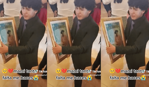 TikTok: joven Huancaino rompe el corazon de usuarios al bailar con el cuadro de su madre fallecida