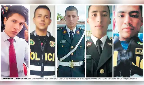 Cinco policías fallecen al caer patrullero a un abismo en Amazonas