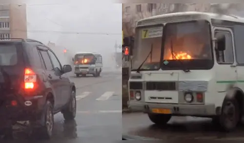 YouTube: Un chofer circula por las calles de Rusia con su camión en llamas [VIDEO]