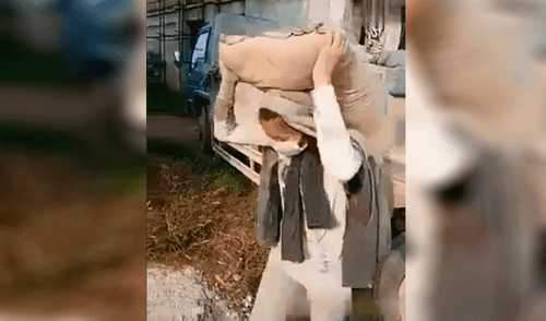 Facebook: Mujer carga cemento para mantener a sus hijos y todos la admiran [VIDEO]