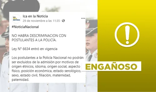 Es engañoso el post que afirma que se aceptarán papás y mamás en la Policía