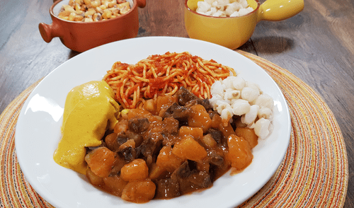 Combinado de Chanfainita y Tallarines rojos. Buenazo