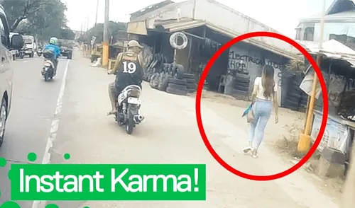Facebook viral: choca repentinamente cuando manejaba una moto por mirar a una linda mujer [VIDEO]