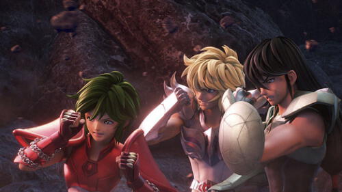 Shun de Andromeda, Hyoga de Cisne, Shiryu de Dragón.