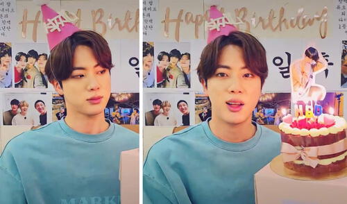 Jin saludó a sus fans con una transmisión en vivo. Foto: captura VLive