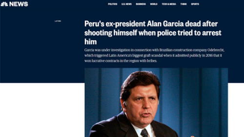 Alan García: suicidio de exmandatario es noticia a nivel mundial