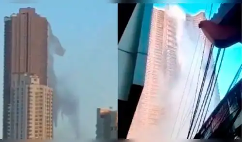 El temible momento en el que piscina de rascacielo se desborda por terremoto en Filipinas [VIDEO]