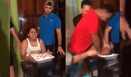 Facebook: quiso ‘morder’ su torta, sus amigos le juegan broma pesada y todo termina mal [VIDEO]