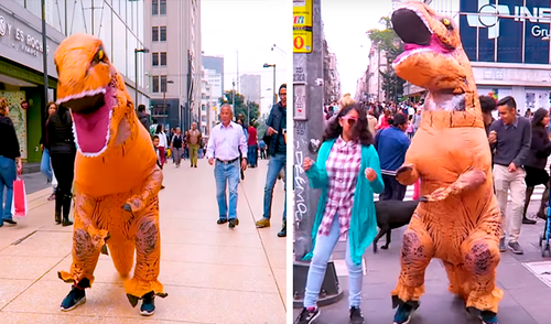 YouTube viral: joven se viste del dinosaurio de ‘Cállese viejo lesbiano’ y sorprende con baile [VIDEO] 