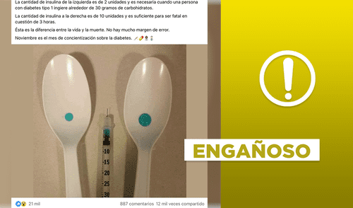 Post contiene información engañosa sobre insulina. Foto: composición LR/Facebook.