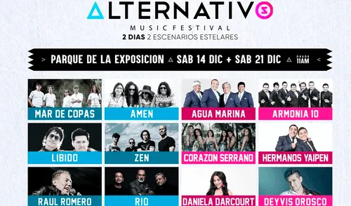 Alternativo Music Festival se celebrará este 14 y 21 de diciembre. Alternativo Music Festival se celebrará este 14 y 21 de diciembre.