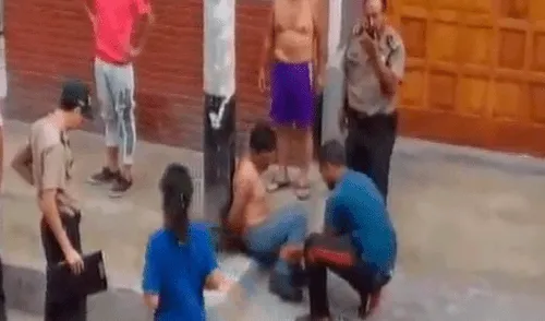 VMT: amarran en poste de luz a hombre que atacó brutalmente a su expareja [VIDEO]