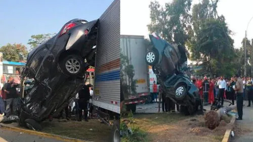 Los Olivos: video muestra impactante choque entre auto y camión en la avenida Universitaria [VIDEO] 