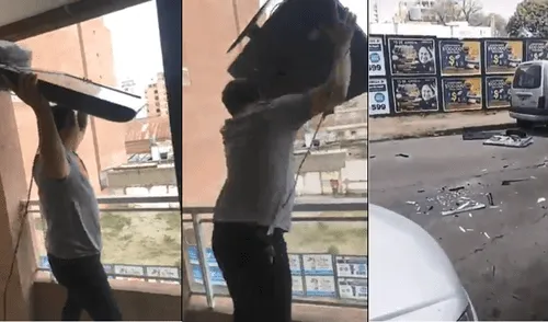 Youtube: hincha lanzó su TV por el balcón tras eliminación de Argentina