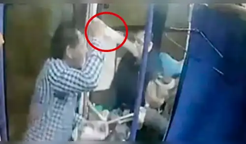 YouTube: ladrón asalta autobús y amenaza a mujer con enorme cuchillo carnicero [VIDEO]