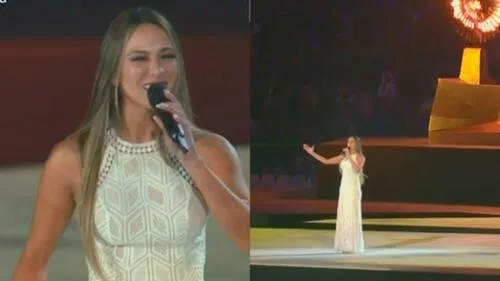 La cantante entonó una extraña versión del himno nacional de Chile