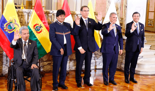 Martín Vizcarra se reunió con presidentes Evo Morales, Lenín Moreno e Iván Duque en Palacio