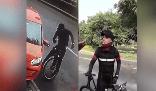 Ciclista insulta a conductora, le escupe y daña su vehículo [VIDEO]