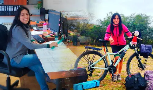 Dánae Tello Castro emprendió un largo viaje junto a bicicleta, en agosto de 2019. Foto: composición LR/Naki, muñeca viajera/Facebook Dánae Tello Castro emprendió un largo viaje junto a bicicleta, en agosto de 2019