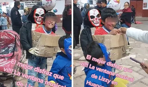 Familia del pequeño lo ayudaron con creativo disfraz. Foto: captura Lizzy Medrano/ TikTok