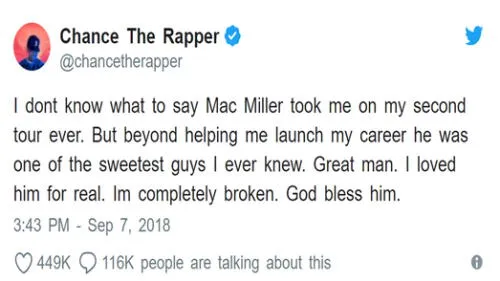 Celebridades reaccionan en redes sociales tras la muerte de Mac Miller 