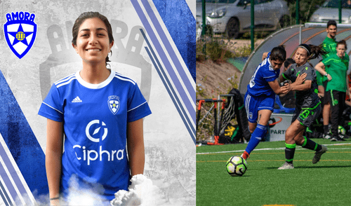Liliana Neyra, brilla en fútbol de Portugal con el Amora FC. Foto: Prensa Amora FC Liliana Neyra, brilla en fútbol de Portugal