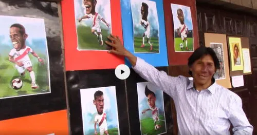 Cusco: Artista exhibe retratos de los jugadores de la selección peruana en caricaturas [VIDEO]