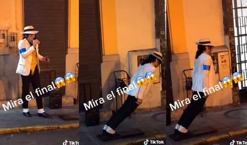 Desliza las imágenes para ver la increíble demostración que hizo un joven imitador de Michael Jackson. Foto: captura de TikTok/rogger2020ervin TikTok viral: peruano demuestra cómo hacer el ‘paso antigravedad' de Michael Jackson