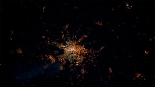 La diferencia entre el los bandos de Berlín vista desde el espacio. Foto: André Kuipers.