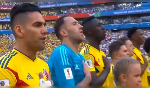 Colombia vs Senegal: La emoción de los jugadores 'cafeteros' al cantar su himno [VIDEO]