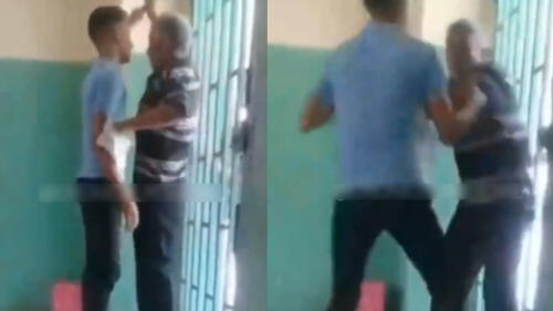 Estudiante agrede a profesor en el salón de clases. Foto: Captura Video. Estudiante agrede a profesor en el salón de clases. Foto: Captura Video.