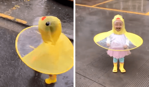 Facebook viral: visten con impermeable de pato a su pequeña y su reacción cautiva a usuarios [VIDEO] 