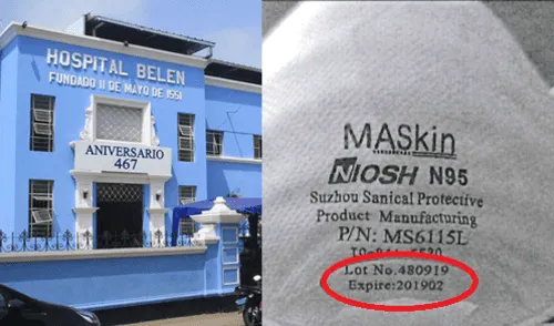 Mascarillas N95 tenían como fecha de vencimiento febrero del 2019. Foto: composición La República