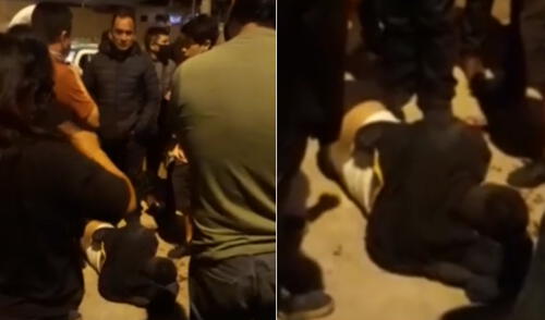 El sujeto acabó tendido en el suelo luego de que los vecinos hicieran justicia por sus manos. Foto: captura Latina