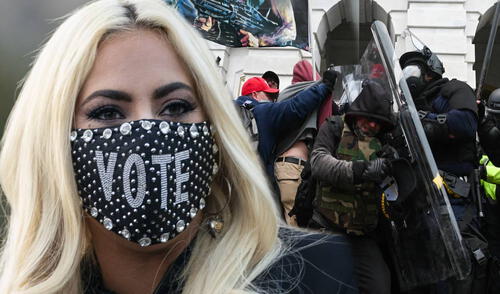 Lady Gaga en contra de los actos de violencia. Foto: composición AFP