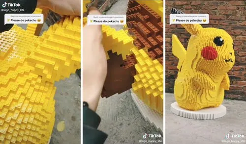 Así quedó este homenaje a Pokémon hecho con piezas de Lego. Foto: captura de TikTok / @lego_happy_life