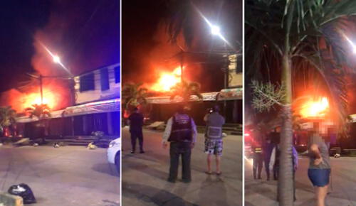 Pese a falta de agua, los bomberos lograron mitigar las llamas. Foto: captura de video/Richard Ramos Pese a falta de agua, los bomberos lograron mitigar las llamas. Foto: captura de video/Richard Ramos