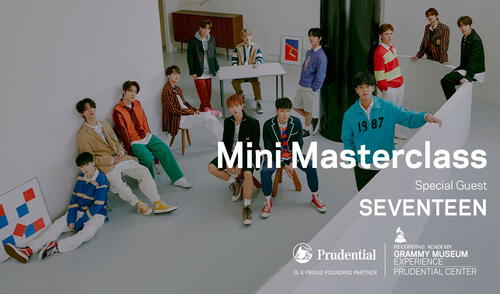 Banner de la participación de SEVENTEEN en GRAMMY MUSEUM. Foto: Prudential Center Banner de la participación de SEVENTEEN en GRAMMY MUSEUM. Foto: Prudential Center