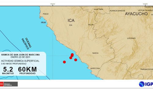 El documento difundido por el IGP también precisó que en el mes de enero se registraron 35 movimientos telúricos. Foto: IGP