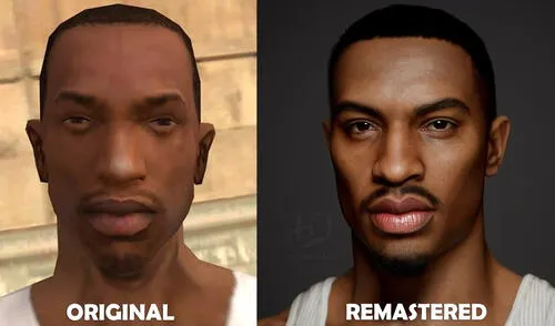 Así luciría CJ, el protagonista de GTA San Andreas, si hubiera un remake para PS5. Foto: captura de YouTube