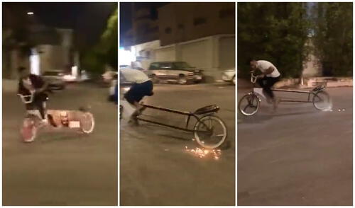 Las maniobras provocaron que la llanta y el suelo saquen chispas. Foto: captura de TikTok