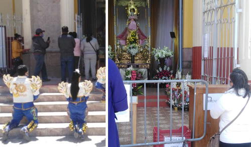 Fieles elevan sus súplicas y alabanzas a la Virgen de la Candelaria. Foto: Andina