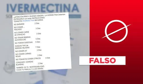Post sobre “instrucciones” para el uso de la ivermectina es falso. Foto: plantilla de Verificador de La República / captura en Facebook