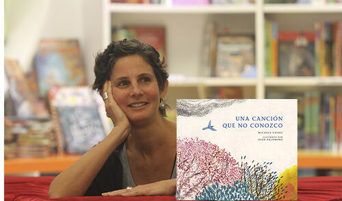 Micaela Chirif junto a su nuevo libro, ahora ilustrado por el mexicano Juan Palomino.