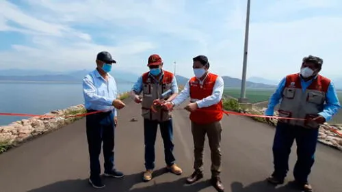 Inauguración de la carpeta asfáltica del dique de la represa Tinajones. Foto: ARCC
