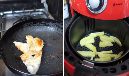 Los jóvenes adquirieron este producto para mostrar las diferencias entre este y una sartén convencional. Foto: captura de YouTube / DesbalanceAdos