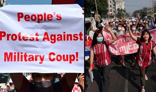 El Ejército ha tratado de frenar el incipiente movimiento de desobediencia civil ordenando a las compañías de telecomunicación el bloqueo de las redes sociales. Foto: AFP