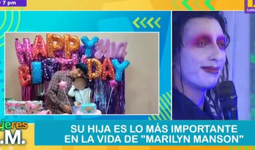 Mike Bravo, imitador de Marilyn Manson, se emociona al hablar de su hija en Mujeres al mando. Foto: captura de Latina